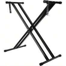 Keyboardständer Doppelstrebig Keyboard Ständer verstellbar 61 cm bis 98 cm Klappbar Zerlegbar Stabil mit Sicherungslaschen