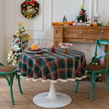 Vintage Striped & Plaid Tablecloth For Christmas Party Table Decoration - Multicolor - View 1