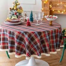 Vintage Striped & Plaid Tablecloth For Christmas Party Table Decoration - Multicolor - View 4
