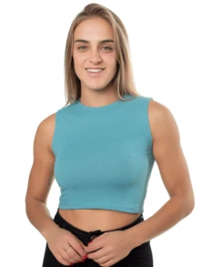 Kit 2 Cropped Blouse With Wide Straps Ribbed Tank Top Brc - Trắng và Sanremo - Xem 3