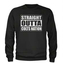 Straight Outta Colts Nation Football  Adult Crewneck Sweatshirt - Black - View 2
