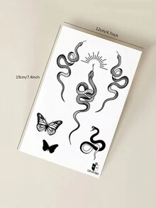 1pc Snake, Butterfly, Sunbeam Herbal Juice Semi-Permanent Music Festival Gift, Music Festival Daily Low-Key Tattoo, 7-14 Days Waterproof, Fade-Resistant, Arm, Wrist, Leg, Back Body Temporary Tattoo Sticker,Spine Tattoo - Blue - View 8