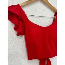 Cropped Top With Padded Straps And Tie At The Back In Duna Moda Praia Fabric - 紅色 - 查看 4