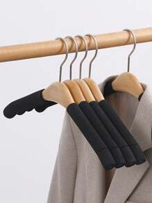 5pcs Sponge Rubber Padded Wooden Hangers, Slip Resistant & No Marks Clothes Hanger For Wardrobes Dress Pants Shoes Jeans Boots Skirt,Spring,Minimalist,Summer Tops - Multicolor - View 8