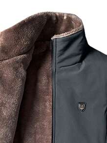 2024 新款男友风男士立领保暖内衬加厚运动户外夹克 - 灰色 - 查看 3