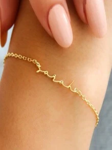 Customized Name Bracelets For Women Stainless Steel Chain Personalized Fashion Jewelry Best Gift Stylish,Fall Fashion,Contracted,Simple,Casual,Old Money,Cuties,Soccer Mom Custom,Personalized,Unique Ideal Gifts For Her Girlfriend,Mom,Family,Friends,Daughter For Anniversaries,For Valentine's Day,For Mother's Day,For Birthdays,For Graduation,For Daily Wear,For Weddings,For Prom - Gold - View 2