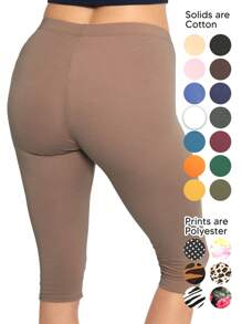 Women's Plus Size Knee-Length Capri Cotton Leggings | X-Large - 7X Adult - Màu nâu  Mocha - Xem 2
