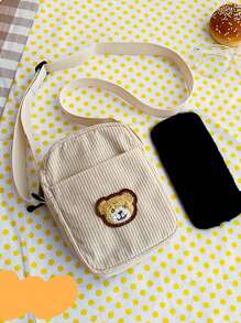 Mini And Versatile Fashion Shoulder Bag, Simple And Fresh Korean Style With Cute Bear Cartoon Pattern Design, Crossbody Bag - Khaki - View 4