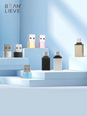beanlieve USB-A To TYPE-C And TYPE-C To USB-A Adapter, Converter; Solves Connectivity Between Devices With Different Ports, For Charging And Data Transfer, Enhances Compatibility, Suitable For Phones, USB Drives, Computers, Digital Cameras, Etc. Aluminum Alloy Material, Available In Multiple Colors