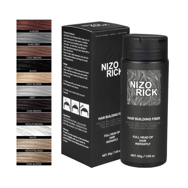 NIZORICK NIZORICK 1pc Hair Fiber Powder 30g, Hair Building Fiber For An Instantly Thicker & Fuller Look For Women And Men, Camoflauge Roots, Fills Hairline Gaps For Fuller Hair For An Instantly Thicker & Fuller Look.