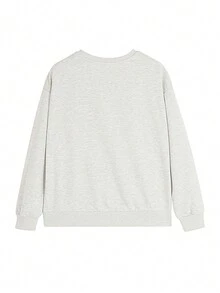 Loose & Slouchy Design Raglan Sleeve Women Sweatshirt,Long Sleeve Tops Casual - Light Grey - View 5