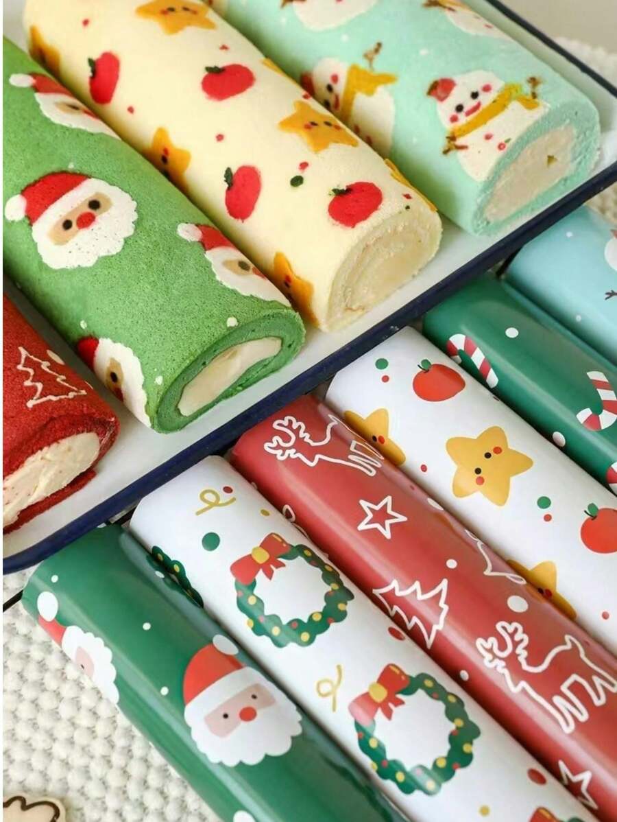 6 mẫu vẽ bánh giấy, khuôn mẫu trang trí bánh, có thể dùng để làm bánh cuộn, bánh cuộn Thụy Sĩ, bánh cuộn khăn, bánh quy, kẹo mềm và các món tráng miệng khác, đồ trang trí món tráng miệng, dụng cụ làm bánh, đồ dùng nhà bếp, phụ kiện nhà bếp đồ trang trí giáng sinh đồ trang trí giáng sinh quà tặng giáng sinh đồ dùng tiệc giáng sinh - Nhiều màu - Xem 1