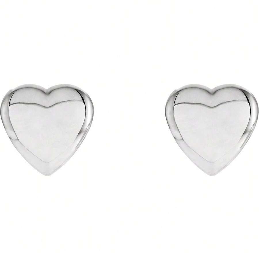 The Black Bow 14k White, Yellow Or Rose Gold Solid Heart Post Earrings