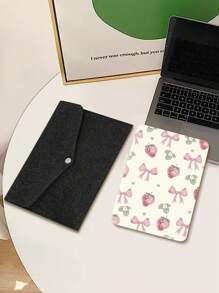 Bows And Strawberries Cream Case Compatible With Kindle,With Auto Wake/Sleep,Comes With Felt Bag - Multicolor - View 8