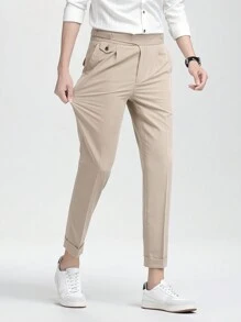 Slim Fit Suit Pants With Slanted Pockets For Men ﻿ - Khaki - View 2