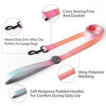 1Pc Gradient Pink Dog Leash Long 1.5M Comfortable Lovely Pet Leash With Soft Padded Handle For Small Medium And Large Dogs - Purple - View 2