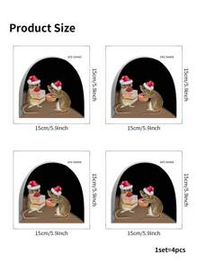 1pc Hat & Mouse Pattern Wall Sticker, Stickers, Wall Decal, Vinyl Decal For Home Decorations, Spring Decoration Items Refresh Your Home, Rama Decoration Stickers - Multicolor - View 8