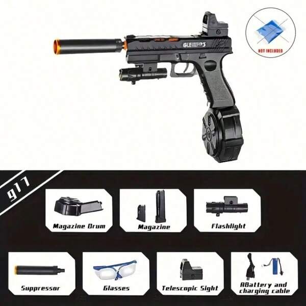 Gel Ball Blaster , Electric Ball Blaster Pistol, High Orbeez Gun Performance Cool Toy Gun, Rechargeable Splatter Ball Toys For Outdoor Activities Shooting Game Party Favors Christmas Gift