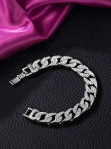 4pcs/Set Tennis Miami  Link Chain Bracelet Set, Suitable For Men And Women, Rhinestone Chain Bracelet, Boho Chic Jewelry For Party