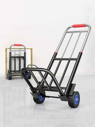 1 pieza Carrito de equipaje plegable, carrito de utilidad, carrito de compras, con capacidad de carga, remolque de carga