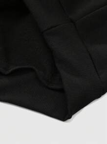 2 peças moletom com capuz casual engraçado da moda masculina com estampa de letras - Preto - Ver 3