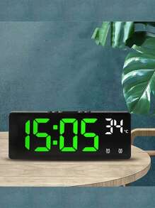 1 pieza Reloj despertador digital con control de voz, temperatura, doble alarma, modo nocturno y repetición - 5 niveles de brillo - 12/24h - función anti-perturbación - sin batería incluida, decoración del hogar, regalos de decoración de habitación, reloj digital para cumpleaños, graduación, decoración de dormitorio, decoración de dormitorio, de vuelta a la escuela, decoración escolar, sorpresa escolar, útiles escolares