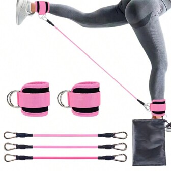 1 Set Explosive Ankle Strength Training Equipment, Includes Elastic Ankle Strap, Buttocks & Leg Resistance Bands, Buttocks & Leg Shaping Ankle Locking Resistance Bands, Suitable For Buttocks & Leg Strength Training, Leg Resistance And Tension Training Gym Accessories