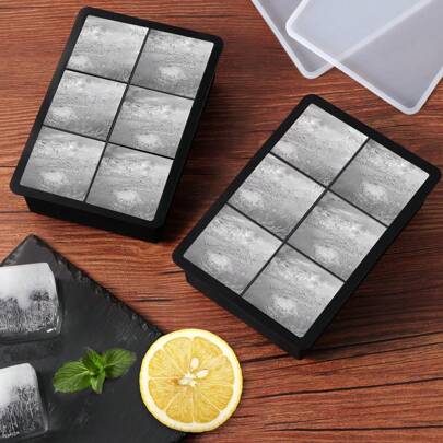 Silicone Ice Cube Tray - Large Ice Cube Tray Mold For Making 6 Giant Ice Cubes For Stackable For Fridge, Chocolate, Juice