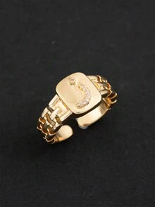 1pc Women's Minimalist Arabic Initial Open Ring (Only Arabic Letters) - Gold - View 11