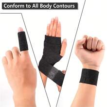 16 Rolls Breathable Self-Adhesive Sports Tape (Black), Suitable For Various Sports, Basketball, Football, Badminton, Running, Fitness, Yoga - Black - View 4