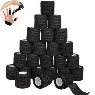 1/5/8卷黑色自粘弹性绷带 - 适用于足球、篮球、宠物绷带等！健身配件