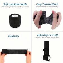 16 Rolls Breathable Self-Adhesive Sports Tape (Black), Suitable For Various Sports, Basketball, Football, Badminton, Running, Fitness, Yoga - Black - View 5