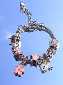 1 件粉色蝴蝶结心形手链，星形 DIY 手链，芭蕾可调节手链，粉色手链 - 櫻花diy手鍊 - 查看 16