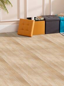 1 Piece Retro & Thickened & Matte Surface Effect Beige Wood Grain Texture Anti-Slip Waterproof Abrasion Resistant Floor Tile Sticker For Home Decoration, Stickers, Wall Decal, Vinly Decal For Home Decorations, Spring Decoration Items Refesh Your Home, Rama Decoration Stickers Gifts Birthday Graduation