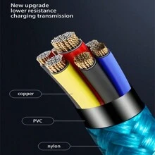 重型快速充电 USB C 型数据 C 至 C 手机充电器线 1m/2m/3m/Android - 金色 - 查看 6