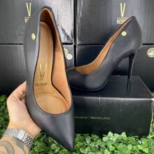 Women's Pointed Toe Pumps High Heel Vizzano Luxury Elegant Formal Shoes Women Stilleto Patent Leather - ĐEN/PUPPIN - Xem 3