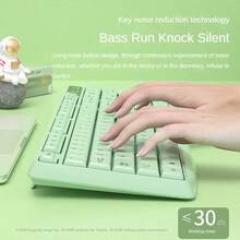 Mute Wireless Keyboard And Mouse Computer Laptop Girls Office Typing Highly Attractive Portable External Keyboard And Mouse Set - Mint Green - View 6