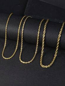 1 chiếc vòng cổ xoắn bằng thép không gỉ, phụ kiện trang sức thời trang đường phố để đeo hàng ngày, quà tặng cho bạn trai/đối tác - Vàng - Xem 12