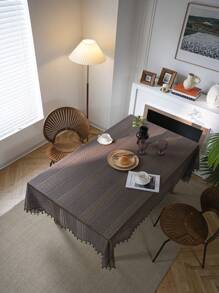 Bubaba 1 件黑色和灰色几何蕾丝餐垫，复古波西米亚风农舍风格镂空几何蕾丝尼龙餐垫，带黑色流苏，适合卧室、厨房、餐厅、厨房、餐厅、派对、节日、所有季节的家居装饰 - 黑色 - 查看 5