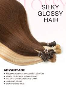 50pcs I-Tip Hair Extensions, Real Human Hair, 613 Natural Black Color, 14-22 Inch Straight Hair, Keratin I-Tip Invisible Hair Extensions - S613 - View 5