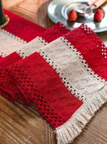 Caminho de mesa Boho Caminhos de mesa de macramê, para decoração de casa Caminho de mesa de macramê creme e marrom com borlas, para jantar Boho, decoração de quarto, chá de panela, decoração de mesa de outono