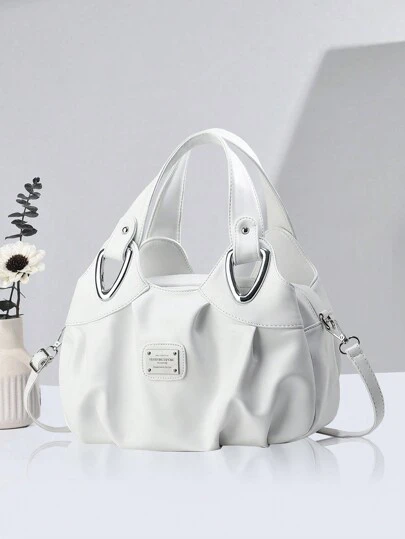 PLANEE Classic Solid Color Handbag For Middle-Aged Women, 3-In-1 Tote Bag, Shoulder Bag & Crossbody Bag, Foldable Large Capacity Geometric Pattern Tote Bag, Shopping Bag, Holiday Travel, Portable, Casual, Business, Best Mother's Day Gifts Ever