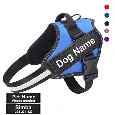 Arnés personalizado para perros SIN TIRONES, reflectante y ajustable. Arnés personalizado con identificación para perros pequeños y grandes. Suministros para mascotas para exteriores. Ornamental, grabado, elegante, de moda, colorido, vintage, lindo, sencillo, adorable, único, personalizado, para aniversarios, para cumpleaños
