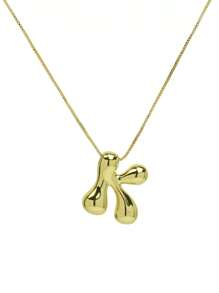 Venetian Letter Necklace 26 Letters European And American Popular Jewelry 18k Gold Plated Shiny Bubble Chunky Pendant - Vàng - Xem 9
