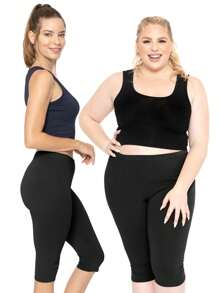 Women's Plus Size Knee-Length Capri Cotton Leggings | X-Large - 7X Adult - 黑色 - 查看 3