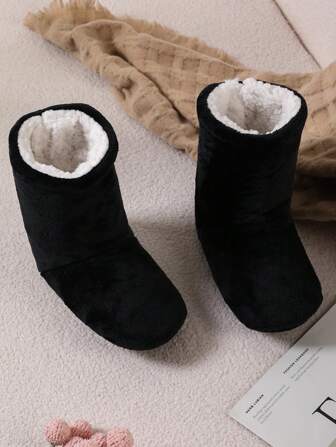 成人厚针织保暖内衬地板袜，防滑室内拖鞋，冬季