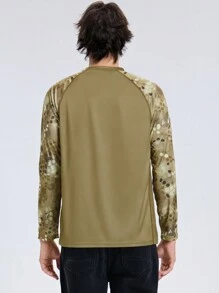 RODEEL Summer Workout Men's Printed Raglan Sleeve Quick Dry Long Sleeve Outdoor Fishing Shirt - Khaki - View 8