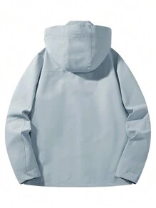 新款秋冬软壳女式风衣夹克，防水连帽户外徒步外套 - 霧霾藍 - 查看 2