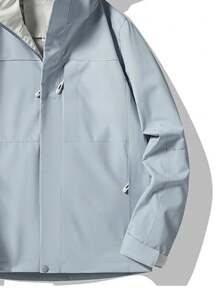 新款秋冬软壳女式风衣夹克，防水连帽户外徒步外套 - 霧霾藍 - 查看 5