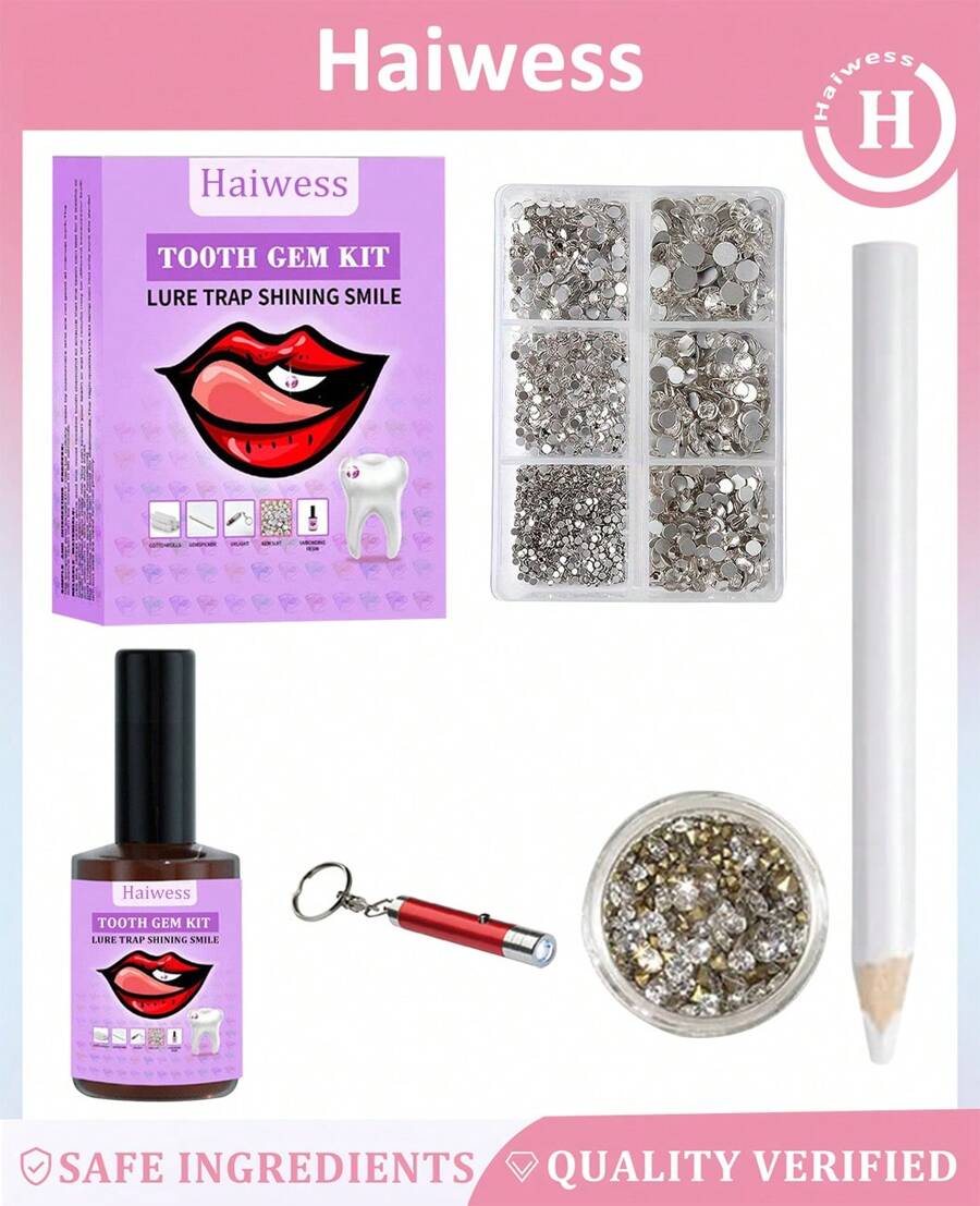 The Original DIY Temporary Tooth Gemz Starter Kit (Crushed Ice)Teeth Gem Kit, DIY Fashionable Crystals Tooth Jewelry Kit, Professional Teeth Gems Kit With Glue.